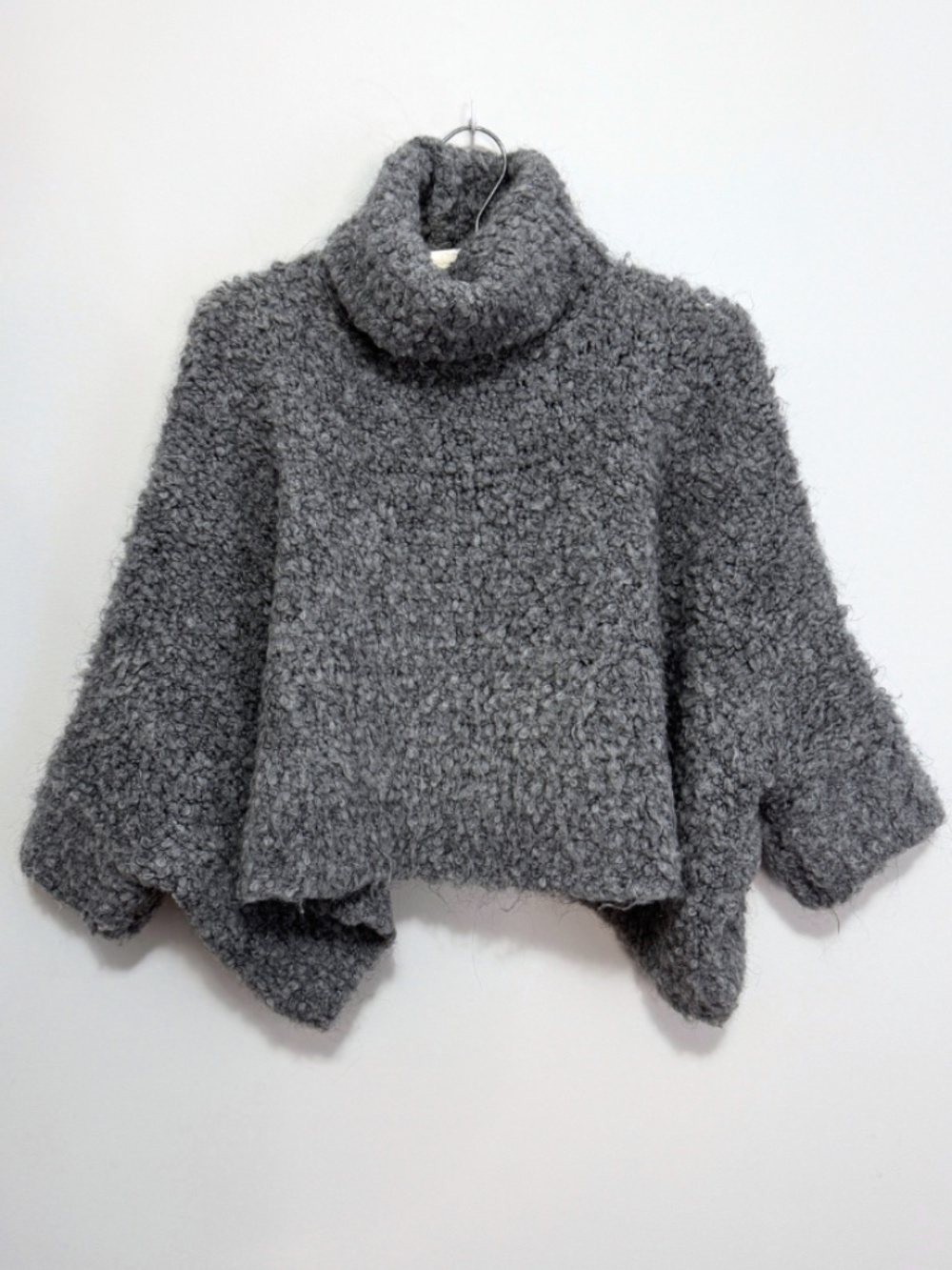 Zara Gray Cropped Knit Turtleneck Sweater M